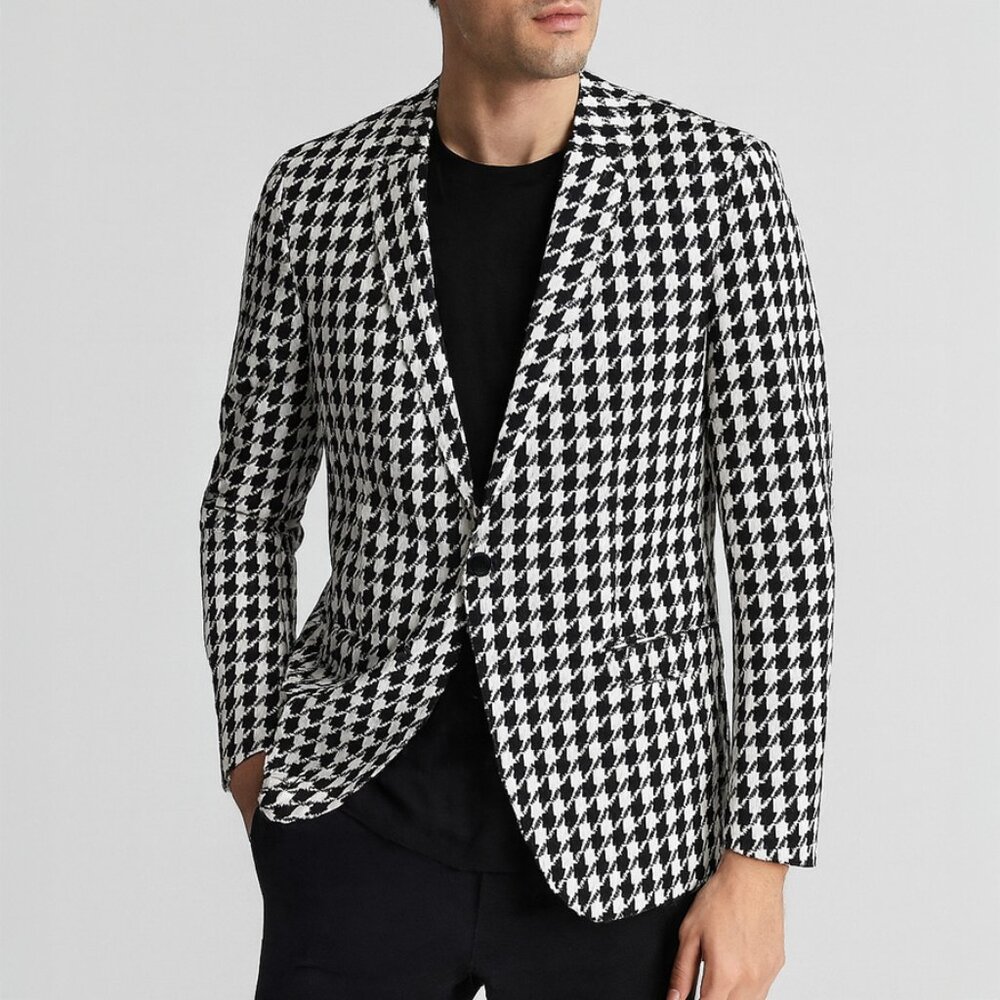 GXG Black & White Houndstooth Blazer Size L
